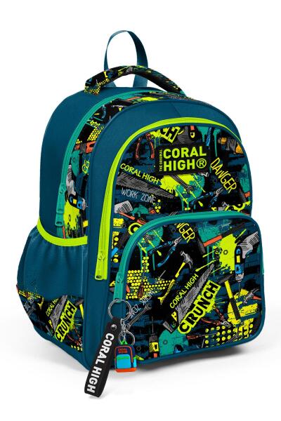 Coral High Kids Nefti Siyah Tamir Seti Desenli Üç Bölmeli Okul Sırt Çantası 14417 - 1