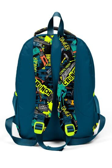 Coral High Kids Nefti Siyah Tamir Seti Desenli Üç Bölmeli Okul Sırt Çantası 14417 - 3