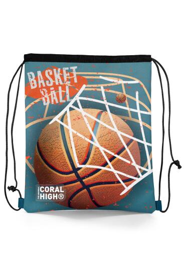Coral High Kids Nefti Turuncu Basketbol Desenli İpli Büzgülü Sırt Çantası 12653 - Coral High