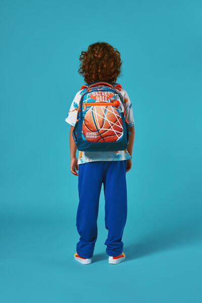 Coral High Kids Nefti Turuncu Basketbol Desenli Üç Bölmeli Okul Sırt Çantası 23651 - 9