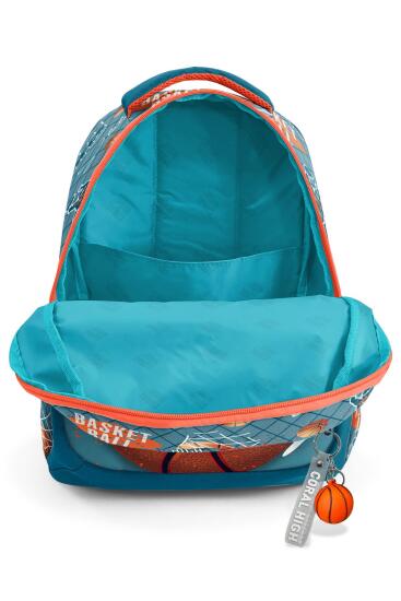 Coral High Kids Nefti Turuncu Basketbol Desenli Üç Bölmeli Okul Sırt Çantası 23651 - 3