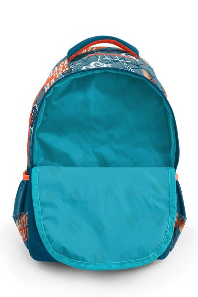 Coral High Kids Nefti Turuncu Basketbol Desenli Üç Bölmeli Okul Sırt Çantası 23651 - 8