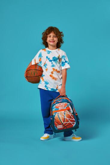 Coral High Kids Nefti Turuncu Basketbol Desenli Üç Bölmeli Okul Sırt Çantası 23651 - 7