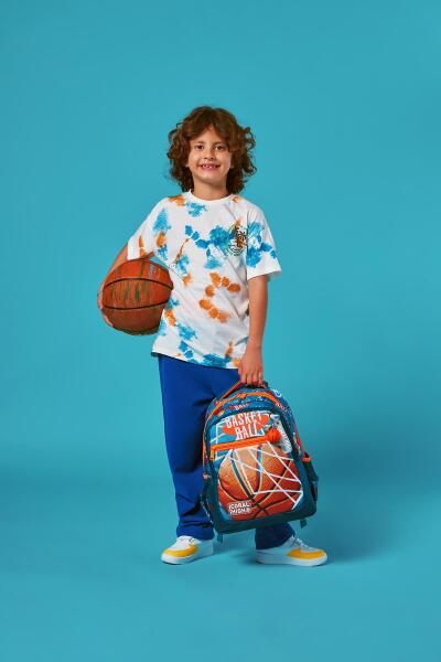 Coral High Kids Nefti Turuncu Basketbol Desenli Üç Bölmeli Okul Sırt Çantası 23651 - 7