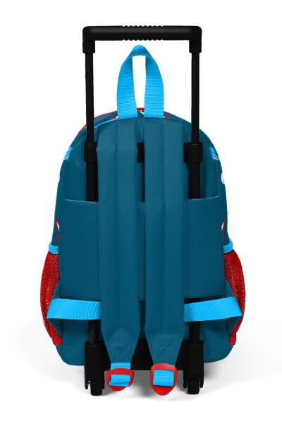 Minik Yuva Çekçekli Sırt Çantası Çivit Kırmızı Uzay Desenli İki Bölmeli 24015 - 4