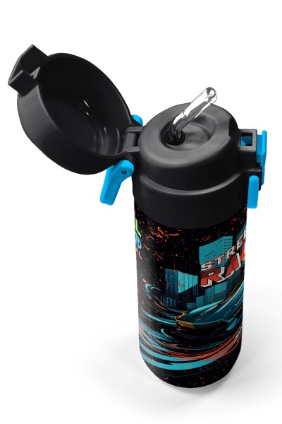 Coral High Kids Nefti Yarış Arabası Desenli Pipetli ve Direkt İçim Çelik Termos 500 ml 31966 - 2