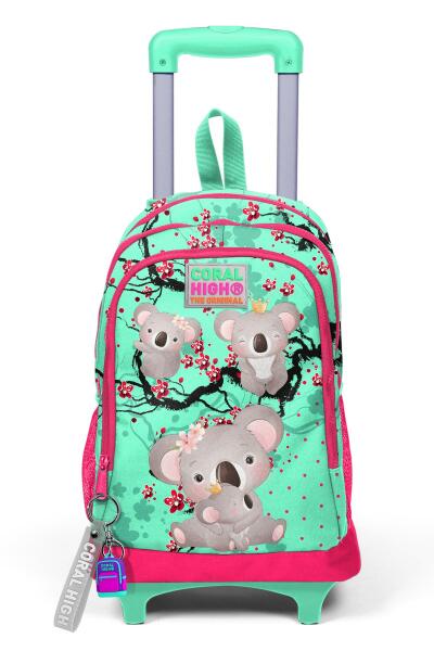 Coral High Kids Su Yeşilİ Neon Mercan Koala Desenli Üç Bölmeli Çekçekli Okul Sırt Çantası 23913 - 7