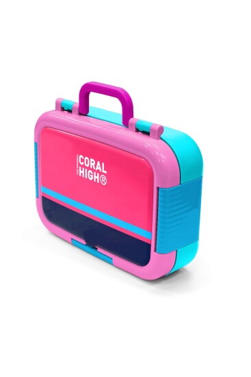 Coral High Kids Neon Mercan-Lacivert Desenli Paslanmaz Çelik Beslenme Kabı 39346 - 4