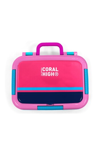 Coral High Kids Neon Mercan-Lacivert Desenli Paslanmaz Çelik Beslenme Kabı 39346 - 5