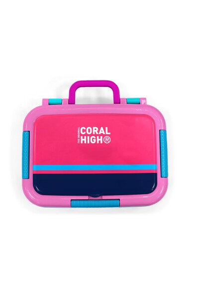 Coral High Kids Neon Mercan-Lacivert Desenli Paslanmaz Çelik Beslenme Kabı 39346 - 5