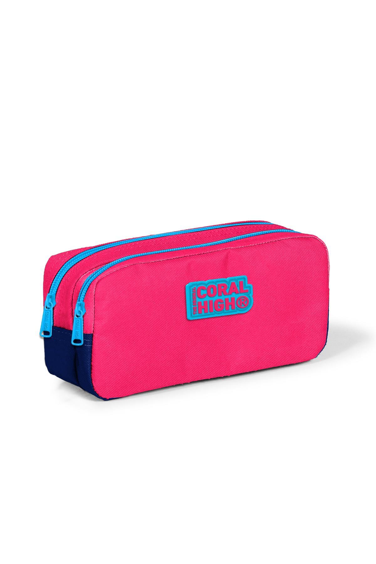 Coral High Kids Neon Mercan Lacivert İki Bölmeli Kalem Çantası 22190