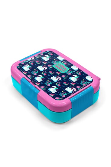 Coral High Kids Neon Mercan Lacivert Kuğu Desenli Paslanmaz Çelik Beslenme Kabı 39304 - 2