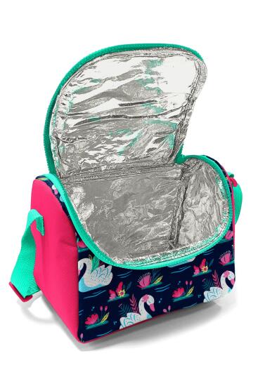 Coral High Kids Neon Mercan Lacivert Kuğu Desenli Thermo Beslenme Çantası 11819 - 4