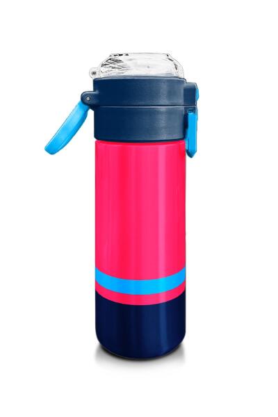 Coral High Kids Neon Mercan Lacivert Pipetli ve Direkt İçim Çelik Termos 500 ml 31823 - 2
