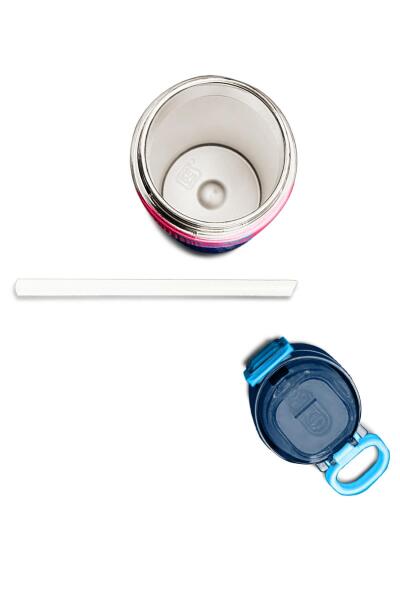 Coral High Kids Neon Mercan Lacivert Pipetli ve Direkt İçim Çelik Termos 500 ml 31823 - 7