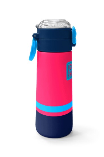 Coral High Kids Neon Mercan Lacivert Pipetli ve Direkt İçim Çelik Termos 500 ml 31823 - 2