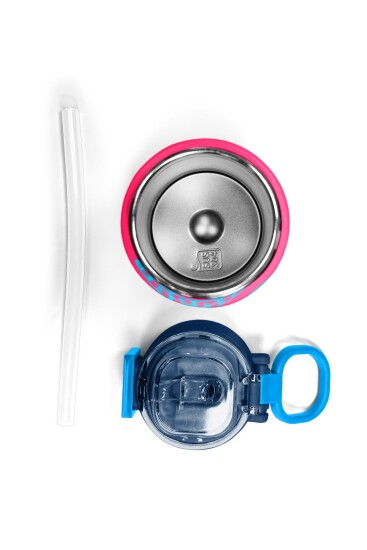 Coral High Kids Neon Mercan Lacivert Pipetli ve Direkt İçim Çelik Termos 500 ml 31823 - 7