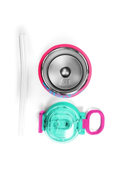 Coral High Kids Neon Mercan Lacivert Pipetli ve Direkt İçim Çelik Termos 500 ml 31823 - 7