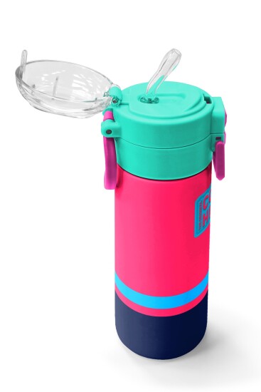 Coral High Kids Neon Mercan Lacivert Pipetli ve Direkt İçim Çelik Termos 500 ml 31823 - 5