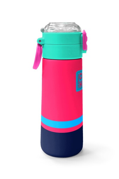 Coral High Kids Neon Mercan Lacivert Pipetli ve Direkt İçim Çelik Termos 500 ml 31823 - 2