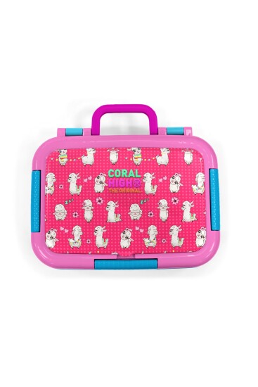 Coral High Kids Neon Mercan Su Yeşili Alpaka Desenli Paslanmaz Çelik Beslenme Kabı 39218 - 5