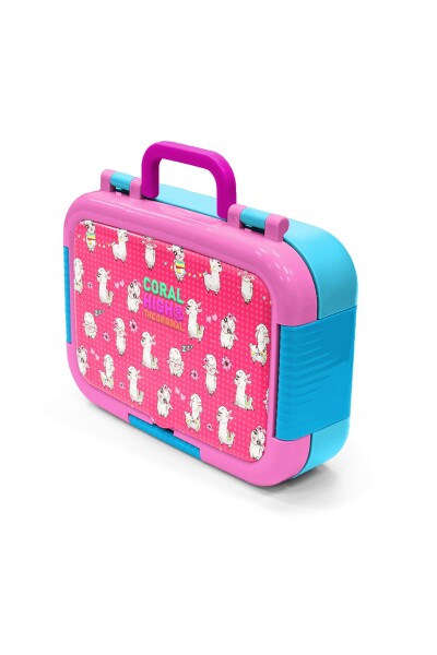 Coral High Kids Neon Mercan Su Yeşili Alpaka Desenli Paslanmaz Çelik Beslenme Kabı 39218 - 4