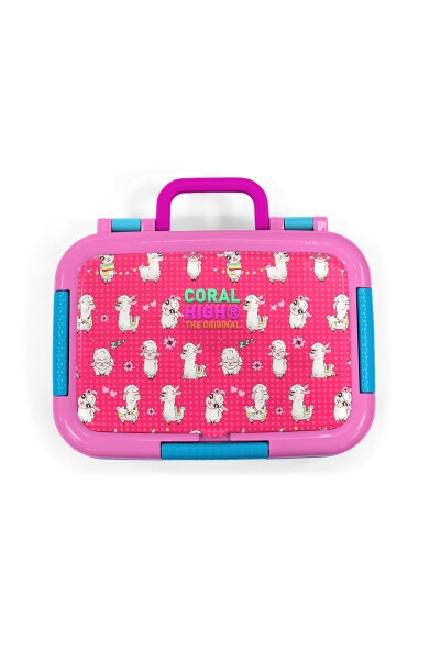 Coral High Kids Neon Mercan Su Yeşili Alpaka Desenli Paslanmaz Çelik Beslenme Kabı 39218 - 5