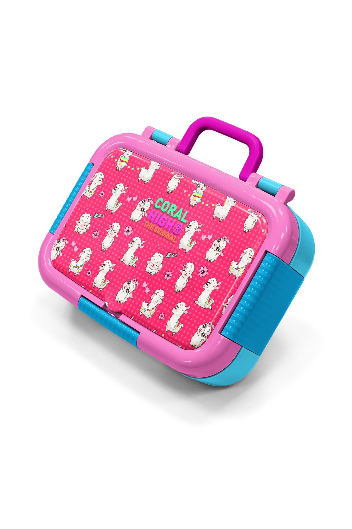 Coral High Kids Neon Mercan Su Yeşili Alpaka Desenli Paslanmaz Çelik Beslenme Kabı 39218