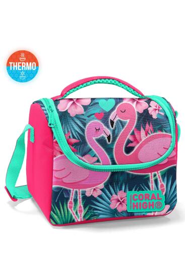 Coral High Kids Neon Mercan Su Yeşili Flamingo Desenli Beslenme Çantası 11834 - Coral High KIDS