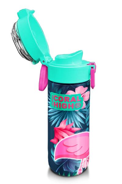 Coral High Kids Neon Mercan Su Yeşili Flamingo Desenli Pipetli ve Direkt İçim Çelik Termos 500 ml 31819 - 6
