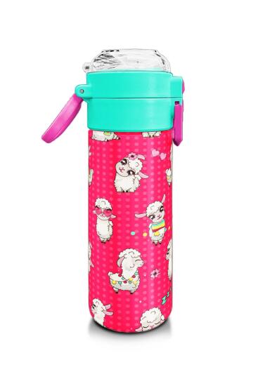 Coral High Kids Neon Mercan SuYeşili Alpaka Desenli Pipetli ve Direkt İçim Çelik Termos 500 ml 31914 - 2