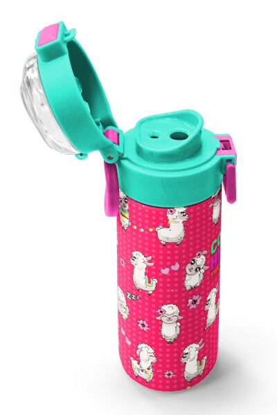 Coral High Kids Neon Mercan SuYeşili Alpaka Desenli Pipetli ve Direkt İçim Çelik Termos 500 ml 31914 - 6