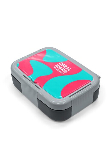 Coral High Kids Neon Mercan Turkuaz Desenli Paslanmaz Çelik Beslenme Kabı 39192 - 2