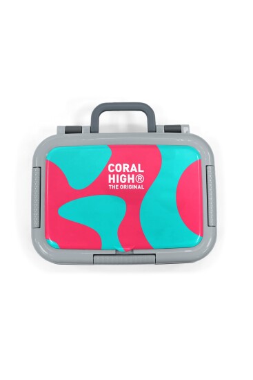 Coral High Kids Neon Mercan Turkuaz Desenli Paslanmaz Çelik Beslenme Kabı 39192 - 5