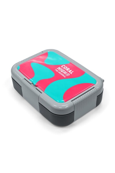 Coral High Kids Neon Mercan Turkuaz Desenli Paslanmaz Çelik Beslenme Kabı 39192 - 2