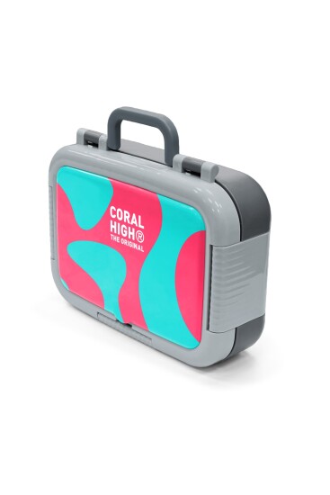 Coral High Kids Neon Mercan Turkuaz Desenli Paslanmaz Çelik Beslenme Kabı 39192 - 4