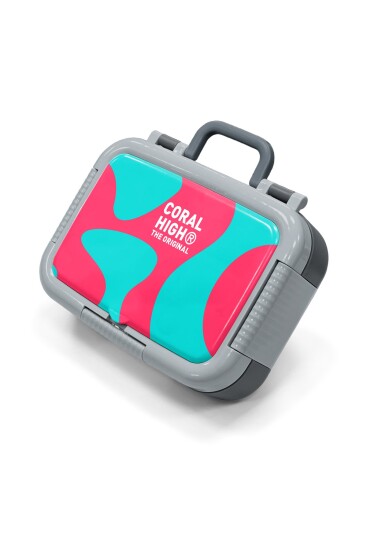 Coral High Kids Neon Mercan Turkuaz Desenli Paslanmaz Çelik Beslenme Kabı 39192 