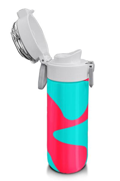 Coral High Kids Neon Mercan Turuncu Desenli Pipetli ve Direkt İçim Çelik Termos 500 ml 31885 - 6