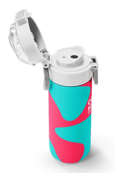 Coral High Kids Neon Mercan Turuncu Desenli Pipetli ve Direkt İçim Çelik Termos 500 ml 31885 - 6
