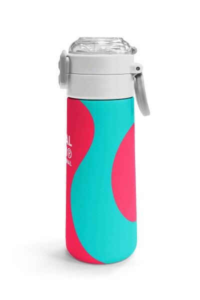 Coral High Kids Neon Mercan Turuncu Desenli Pipetli ve Direkt İçim Çelik Termos 500 ml 31885 - 3