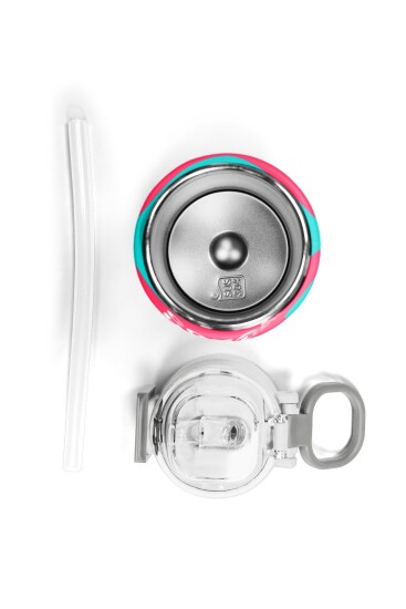 Coral High Kids Neon Mercan Turuncu Desenli Pipetli ve Direkt İçim Çelik Termos 500 ml 31885 - 8