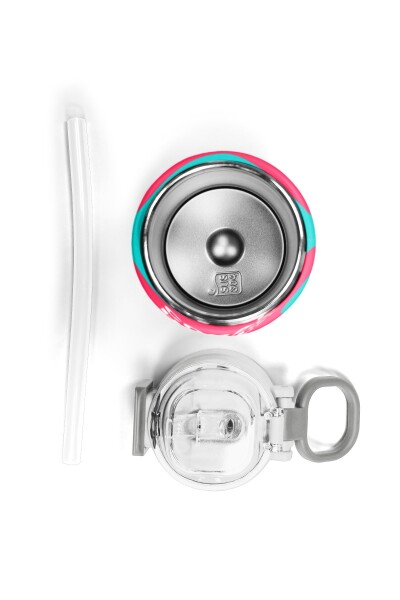 Coral High Kids Neon Mercan Turuncu Desenli Pipetli ve Direkt İçim Çelik Termos 500 ml 31885 - 8