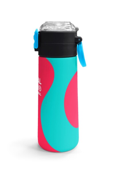 Coral High Kids Neon Mercan Turuncu Desenli Pipetli ve Direkt İçim Çelik Termos 500 ml 31885 - 3