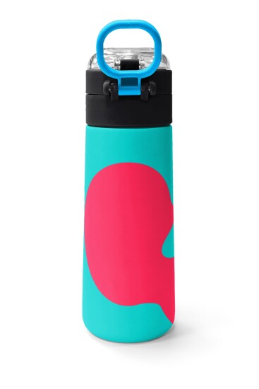 Coral High Kids Neon Mercan Turuncu Desenli Pipetli ve Direkt İçim Çelik Termos 500 ml 31885 - 5
