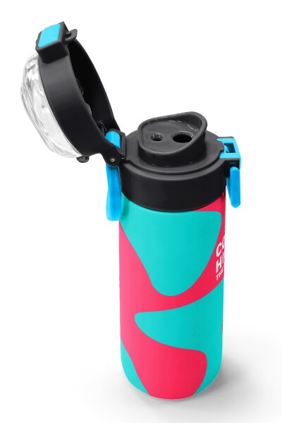 Coral High Kids Neon Mercan Turuncu Desenli Pipetli ve Direkt İçim Çelik Termos 500 ml 31885 - 7