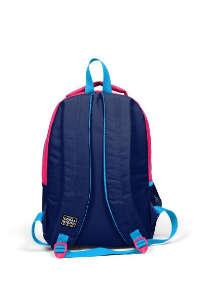 Coral High Kids Neon Mercan Lacivert Üç Bölmeli USB'li Okul Sırt Çantası 24306 - 4