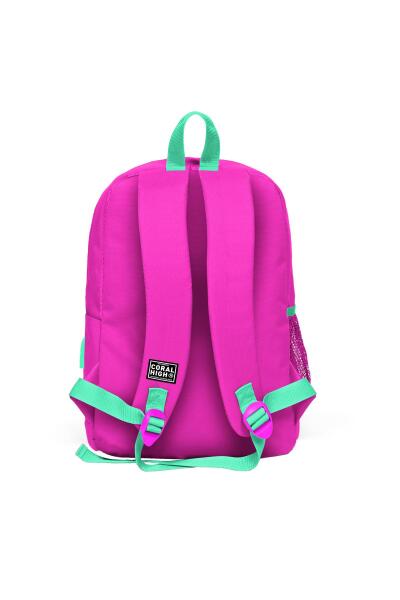 Coral High Kids Neon Pembe Dama Desenli USB'li 3’lü Okul Çanta Seti SET0123801 - 5