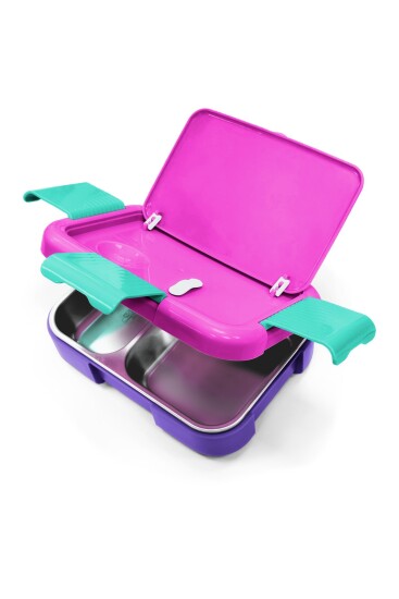 Coral High Kids Neon Pembe Su Yeşili Kalp Desenli Paslanmaz Çelik Beslenme Kabı 39216 - 3