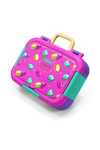 Coral High Kids Açık Pembe Su Yeşili Makaron Desenli Paslanmaz Çelik Beslenme Kabı 39216 - 1