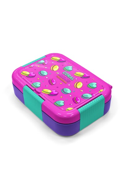 Coral High Kids Açık Pembe Su Yeşili Makaron Desenli Paslanmaz Çelik Beslenme Kabı 39216 - 2